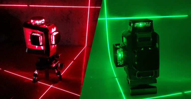 Красный и зеленый лазер нивелира
